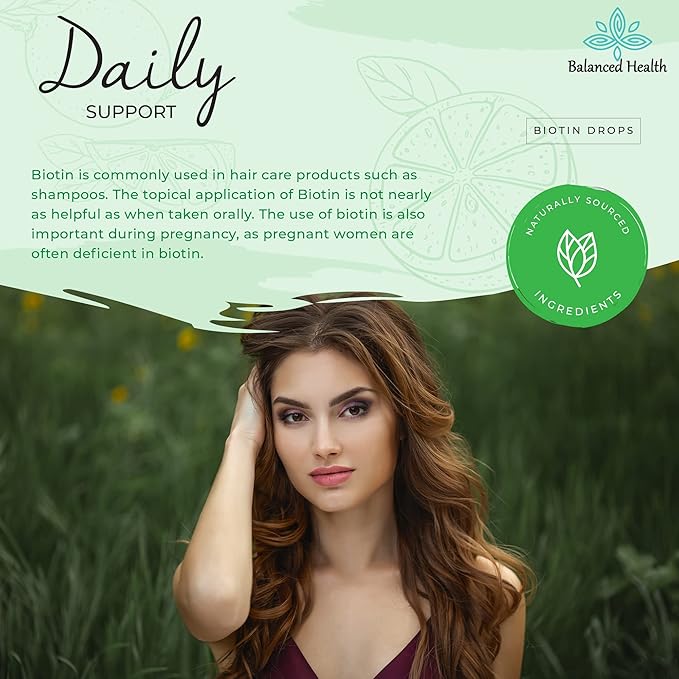 Biotin Drops - 120 Servings, 2oz, Lemon Flavor, Promote Healthy Hair Skin and Nails