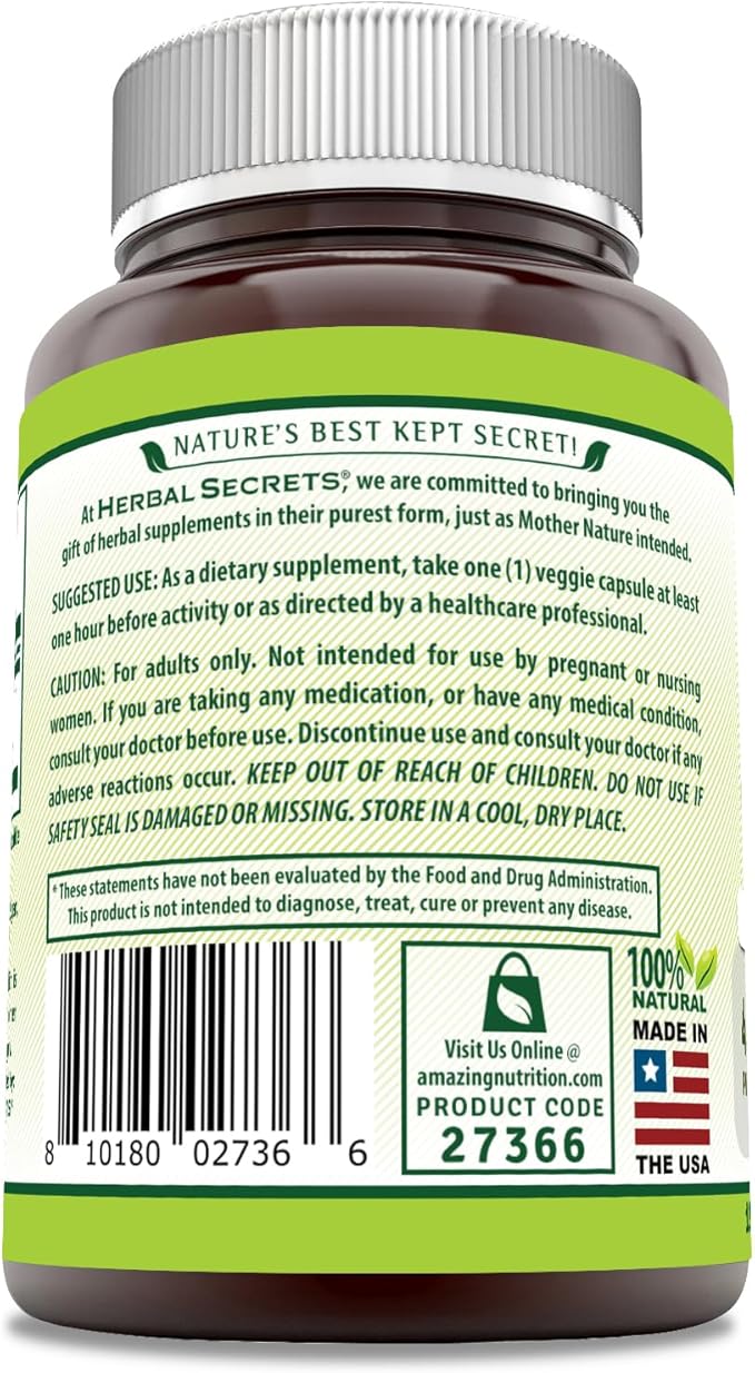 Herbal Secrets Yohimbe Extract 450 mg Supplement | Veggie Capsules | Non-GMO | Gluten Free | Made in USA (1 Pack, 120 Count)