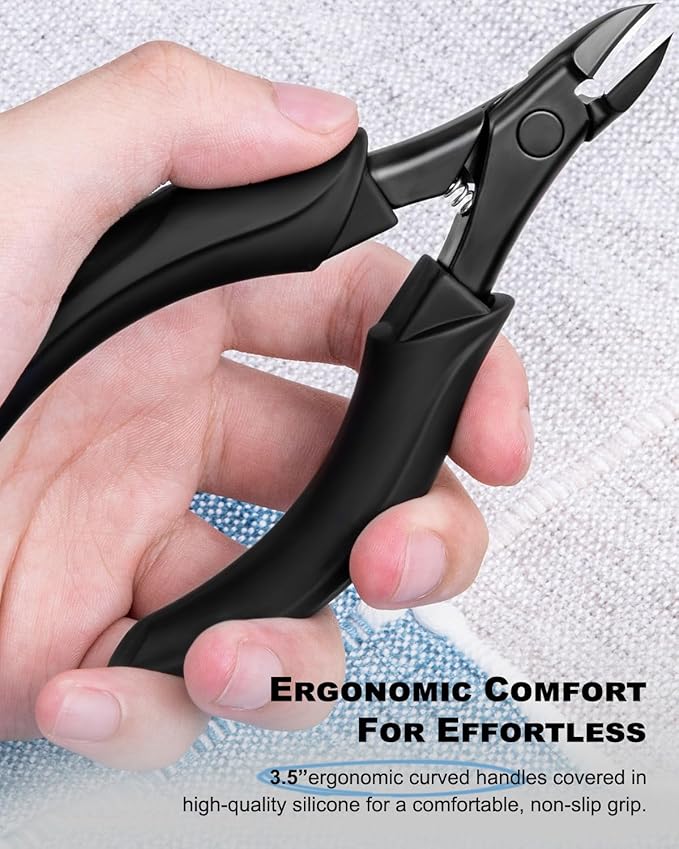 Toe Nail Clippers for Thick Nails for Seniors, Japanese Raised Cutting Edge Ingrown Toenail Clippers, Podiatrist Heavy Duty Abs Ergonomic Handle Large Nail Scissors, Black