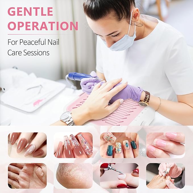 LIONVISON Nail Dust Collector for Acrylic: 120W Professional Nails Dust Collector With Reusable HEPA Filter For Home Salon Use - Portable 3 Speed Vacuum DIY Manicure For Nail Art Beginners (Pink)