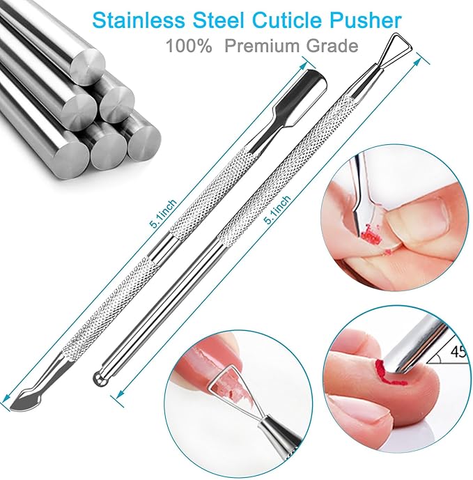 Cuticle Trimmer with Cuticle Pusher Set, 9PCS Professional Cuticle Nippers & Premium Stainless Steel Durable Cuticle Remover Tool Manicure Kit for Fingernails and Toenails