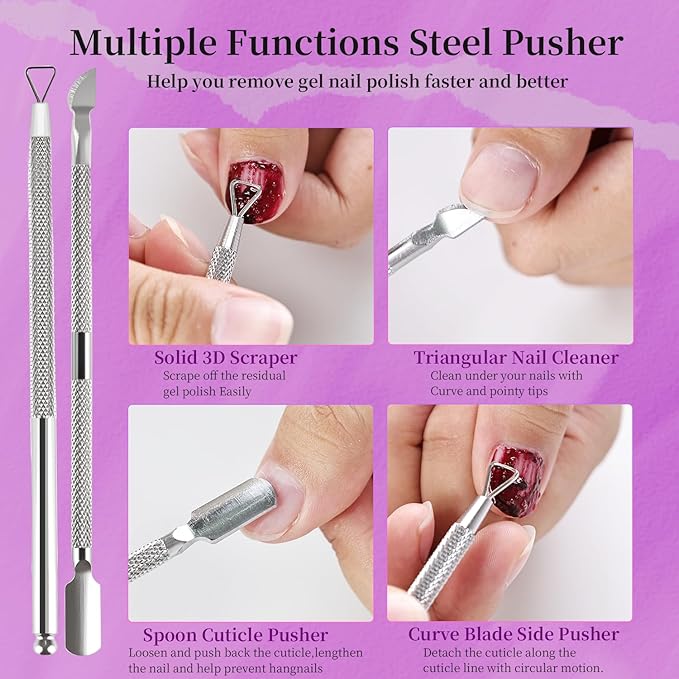 JEWHITENY Gel Polish Remover for Nails:1 Bottles of 10 ml Gel Nail Polish Remover Equipped with 4 Professional Manicure Tools Quick &Easy Remover for Nails Starter Friendly