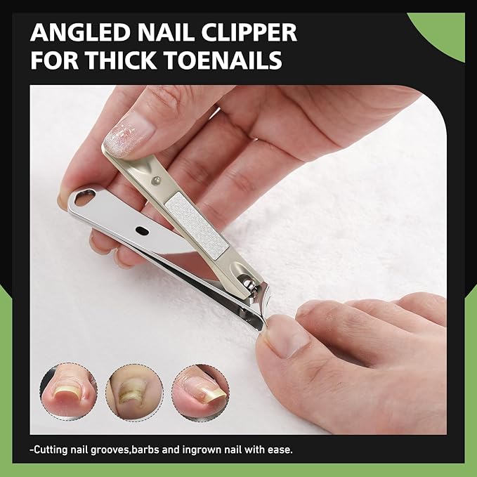 BALUCA Slanted Blade Ingrown Toenail Clippers for Thick Toenails, Angled Toe Nail Fingernail Cutter Trimmer for Seniors and Men - Champagne
