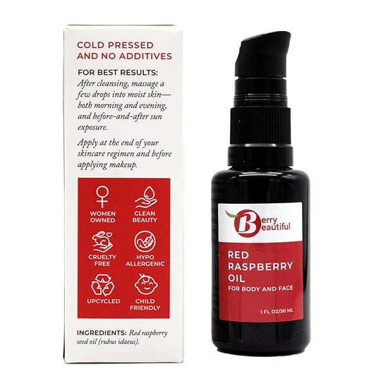 Pure Red Raspberry Seed Oil – 1 fl oz | Cold-Pressed, Unrefined, Extra Virgin | Grown and Pressed in Washington State