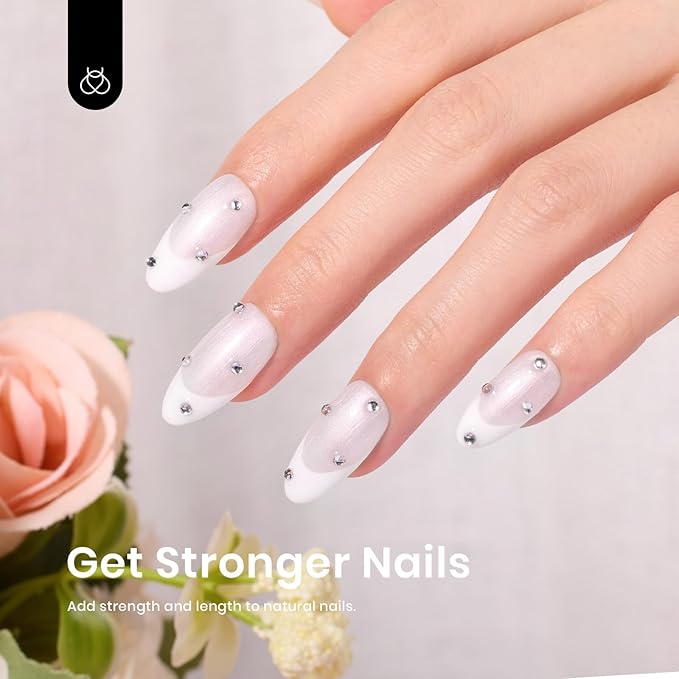 Beetles Builder Gel for Nails-Mermaid Shell 7 in 1 Pearl White Nail Thickening Strengthening Building Apex for Beginner DIY Salon at Home,Pearlescent Builder Nail Gel,UV & LED Lamp Cured Needed