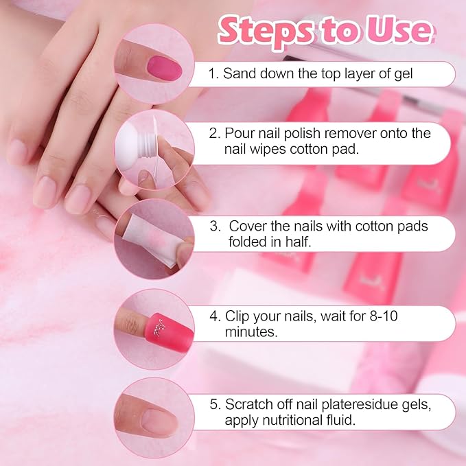 2 PCS Finger Secret Nail Polish Gel Remover with Glass Cup and 50 Cotton Pads - Professional Fingernail Polish Remover for Soak Off Gel and Artificial Nails.Removes Easily