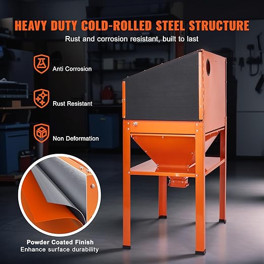 VEVOR 60 Gallon Sandblasting Cabinet, 40-120PSI Sand Blasting Cabinet with Stand, Heavy Duty Steel Sand Blaster with Blasting Gun & 4 Ceramic Nozzles for Paint, Stain, Rust Removal