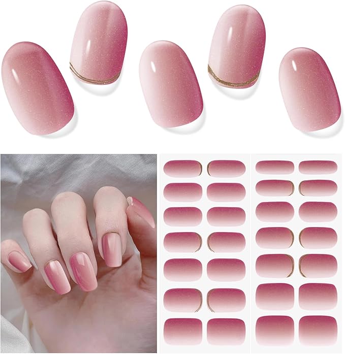 Semi Cured Gel Nail Strips | 28 pcs Gel Nails Strips for Women Work with Any UV Lamp, UV Nail Stickers for Women Home DIY Nails Art(Mermaid)
