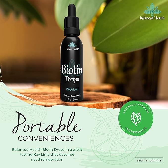 Biotin Drops - 120 Servings, 2oz, Lemon Flavor, Promote Healthy Hair Skin and Nails