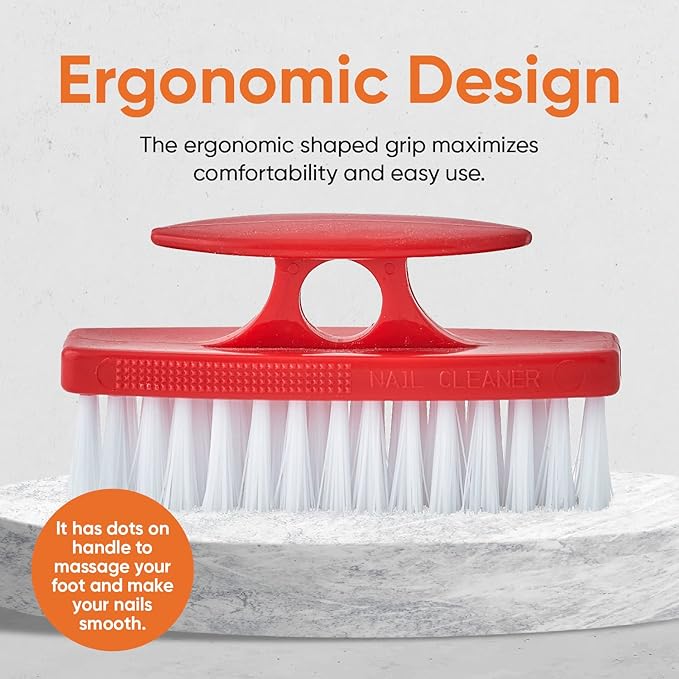 Nail Brush for Cleaning Fingernails, Nail Scrubber Brush, Toe Foot Hands Fingernail Brush Cleaner- Small Scrub Brush- All-Purpose Stiff Cleaning Brush (12 Pack, Red)