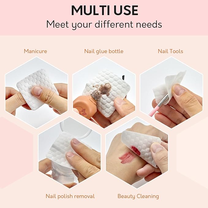 1000PCS Lint Free Nail Wipes- Wavy Pattern Nail Polish Remover Pads- Lint Free Wipes for Nail Polish, Eyelash Extensions, Nail Art- Prep Wipes for Manicure and Pedicure