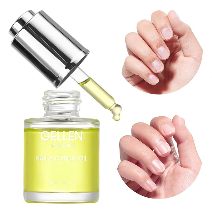 GELLEN Nail Growth Oil, Nail and Cuticle Oil for Growth and Strength, Vitamin E Natural Keratin Cuticle Nails Serum for Hydrating, Nourishing, Strengthening, Repairing, 0.68 Oz