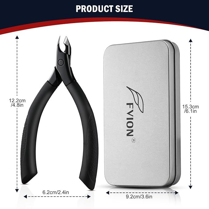 FVION Cuticle Trimmer – Professional Cuticle Nippers, Rubber Coated Handle Manicure Tools – Stainless Steel Cuticle Cutter for Nails (5mm), Dark