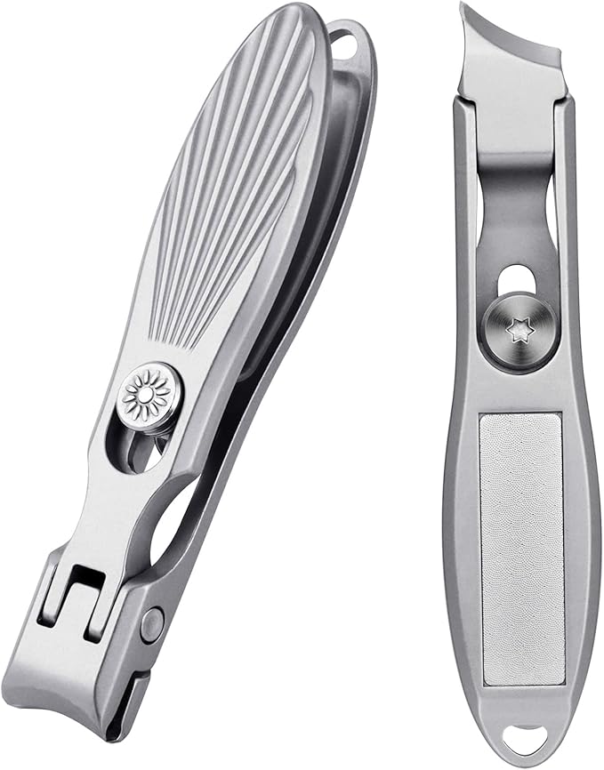 Curved and Slanted Nail Clippers Set for Men, Toe Nail Clippers for Seniors Thick Toenails, Large Wide Jaw Opening Sharp Nail Cutter with Catcher Heavy Duty for Adult Women