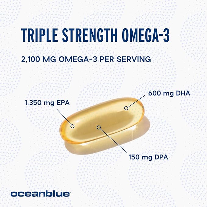 Oceanblue Omega-3 2100 Bundle – CoQ10 90ct + Triple Strength 60ct – High-Potency EPA, DHA & DPA – Heart & Brain Support – Orange Flavor, Burpless Fish Oil - 2 Pack