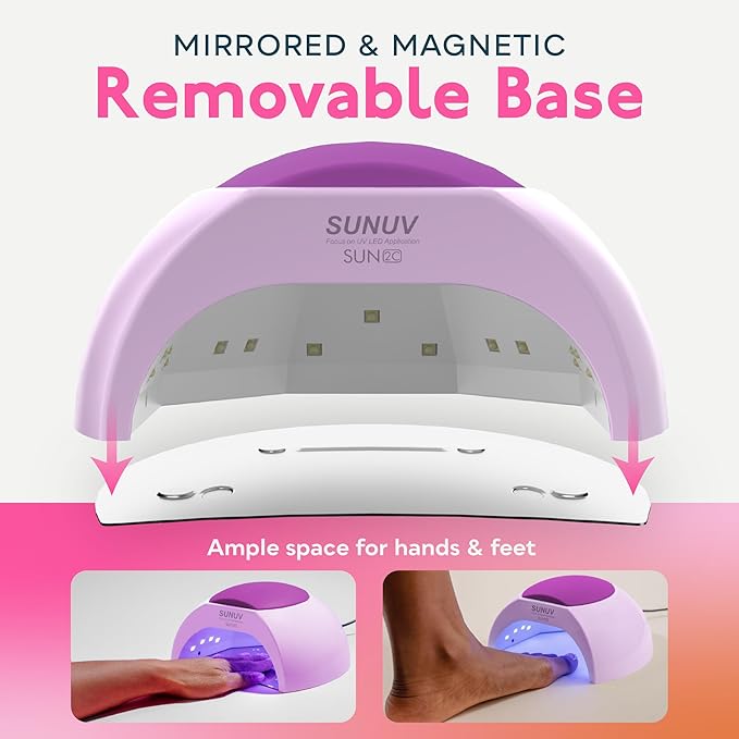 SUNUV UV LED Light for Nails, Nail Dryer for Gel Polish with Auto Sensor, 33 LEDs 4 Timers Settings SUN2C Purple