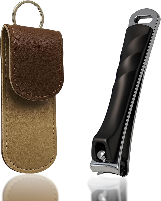 Heavy-Duty Large Nail Clippers,Ultra Sharp Heavy Duty Clippers with Ergonomic Lever,Toenail Clippers with Frosted Non-Slip Handles,Comes with a Leather case, Making it More Suitable as a Gift -Black