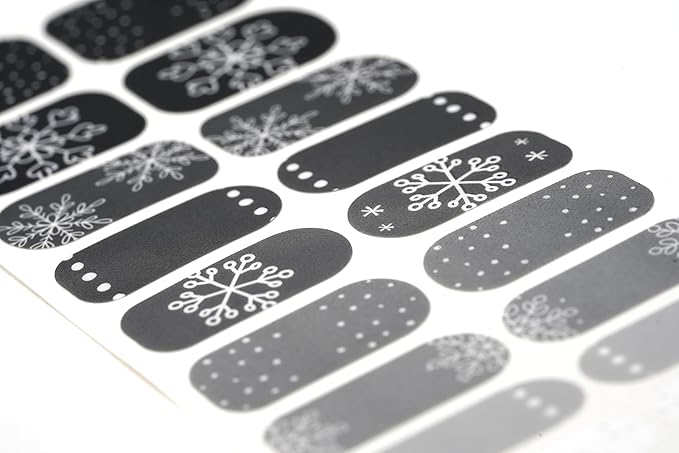 | 20 Exquisite Gel Nail Polish Strips w/Application Accessories - No UV/LED Lamp Required (Holiday | Midnight Flurries)