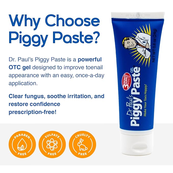 Dr. Paul's Piggy Paste Gel 2-Pack: Fast Acting Solution for Thick, Brittle, Yellow Nails, Restores Clear, Healthy Toenails & Fingernails Easy, Mess-Free Application Doctor Recommended Formula