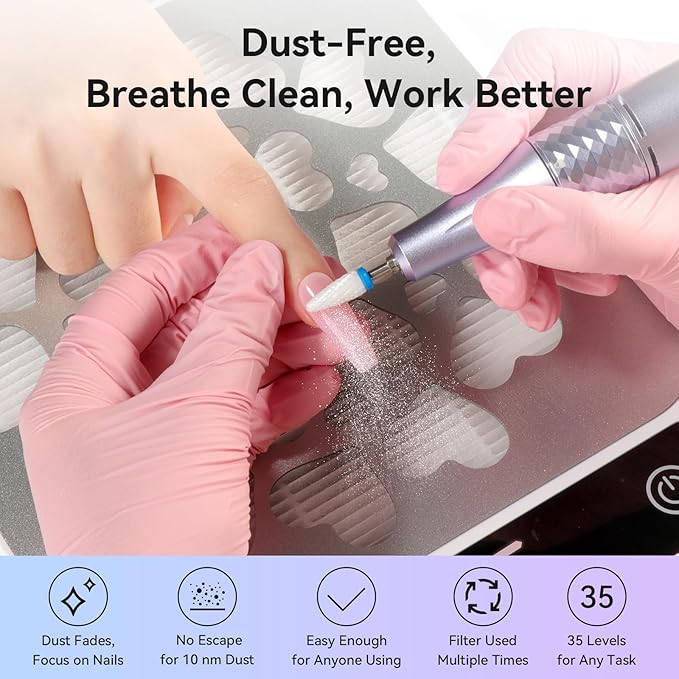 SAVILAND Advanced 4200 RPM Nail Dust Collector: Powerful Suction Nail Fan Dust Collector Touch Screen Display 35 Adjustable Speeds Reusable Filter Nail Collector Tech Must Haves Acrylic Tools & Salon