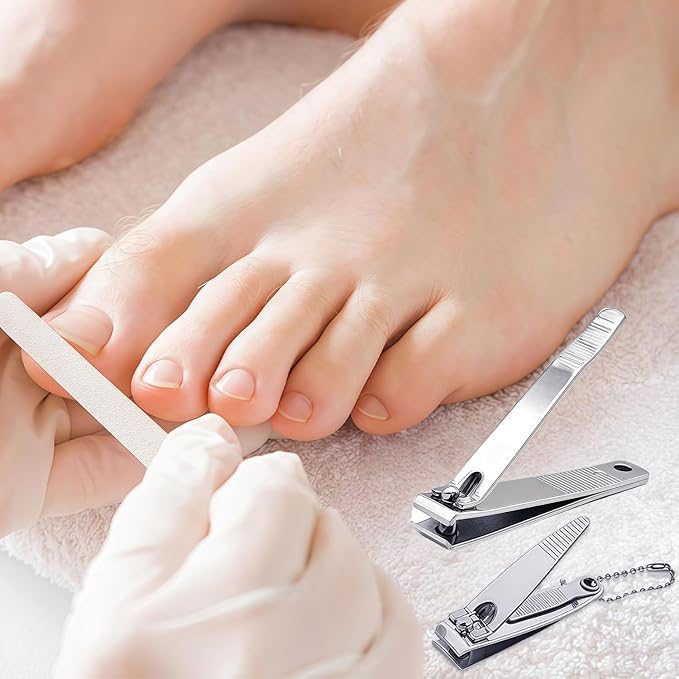 12-Piece Stainless Steel Fingernail & Toenail Clippers Set with File & Keychain - Bulk Nail Clippers Kit for Men/Women, Home, Travel, Gifts, Homeless Care Supplies (6 Small + 6 Medium)