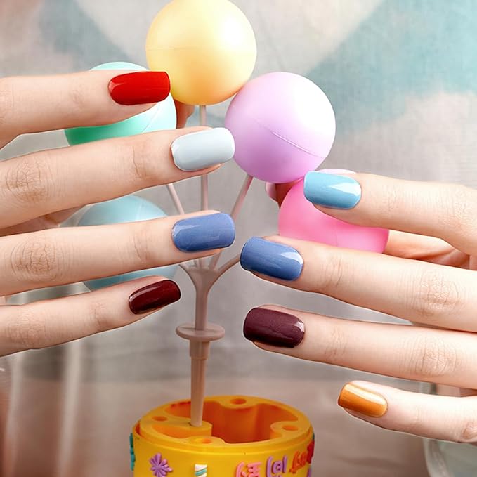 Semi Cured Gel Nail Strips, 20pcs Real Nail Polish Art Stickers, Colorful Gel Nail Stickers - Work with Any UV Lamp, Long Lasting Full Wraps with Nails File and Stick