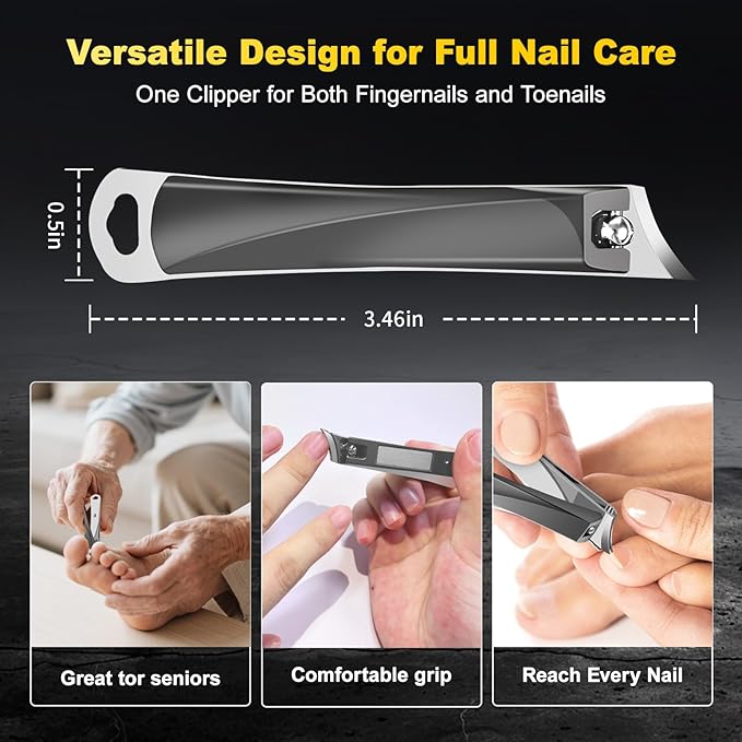 Ingrown Toenail Tool for Pain Relief, 45° Precision Toenail Clippers for Thick Nails, Easy-to-Use Pedicure Nipper with Non-Slip Grip for Seniors, Men, Women