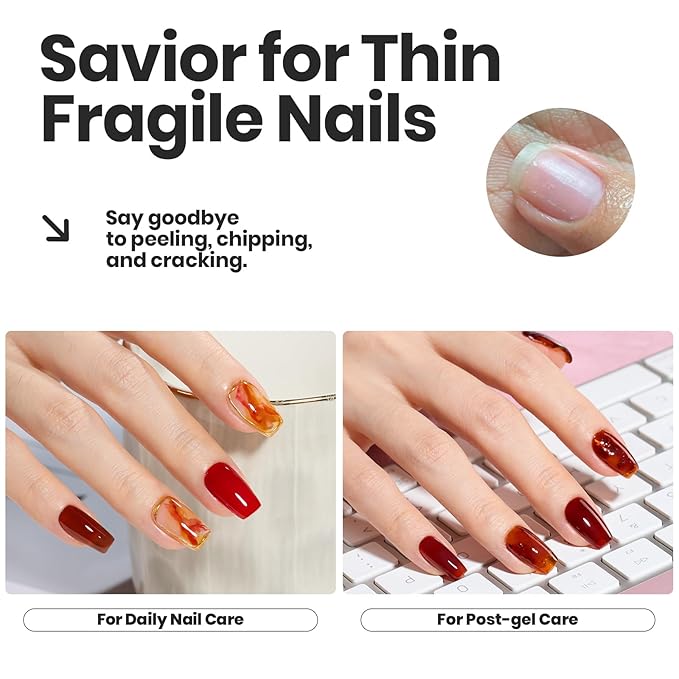 Beetles Fall Nail Polish Set - Golden Harvest 6 Colors Quick Drying Long-Lasting Burgundy Brown Red Jelly Glitter Christmas Nail Polish for DIY At-Home Manicure Christmas Gift for Women