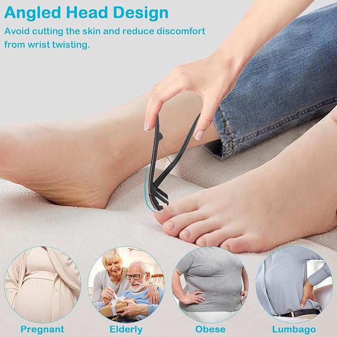 Toenail Clippers for Thick Toenails, Heavy Duty Toe Nail Clippers for Seniors Ingrown Toenail, Angled Head Nail Clippers for Men & Women, Professional Nail Cutter Podiatrist Toenail Clippers Kit-6 Pcs