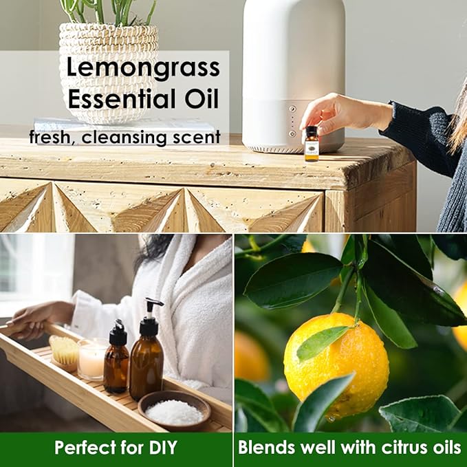 GreenHealth Lemongrass Essential Oil 1 Gallon – Wholesale Bulk Size | 100% Pure & Uncut | Natural Steam Distilled Oil for Candle Making, Cleaning, Air Care & More