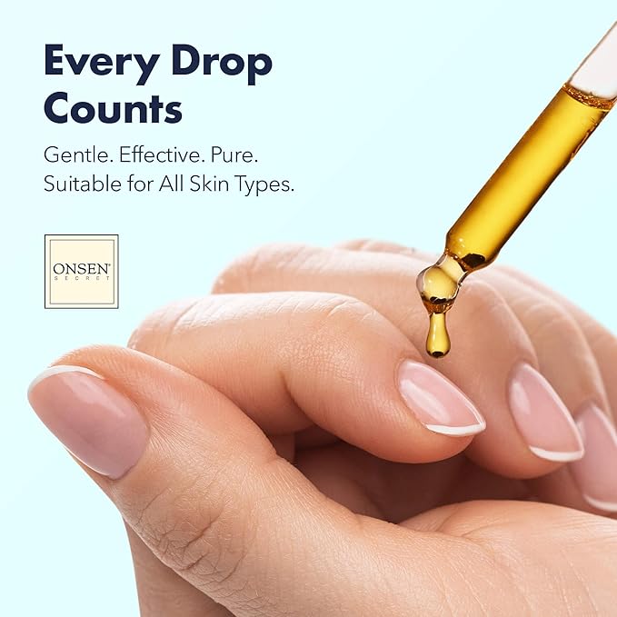 Onsen Secret Nail & Cuticle Repair Oil (30ml) - Dry Oil Formula - Japanese Tsubaki, Tea Tree & Jojoba - Strengthens Nails, Repairs Cuticles, Hydrates Skin & Hair - Natural & Vegan