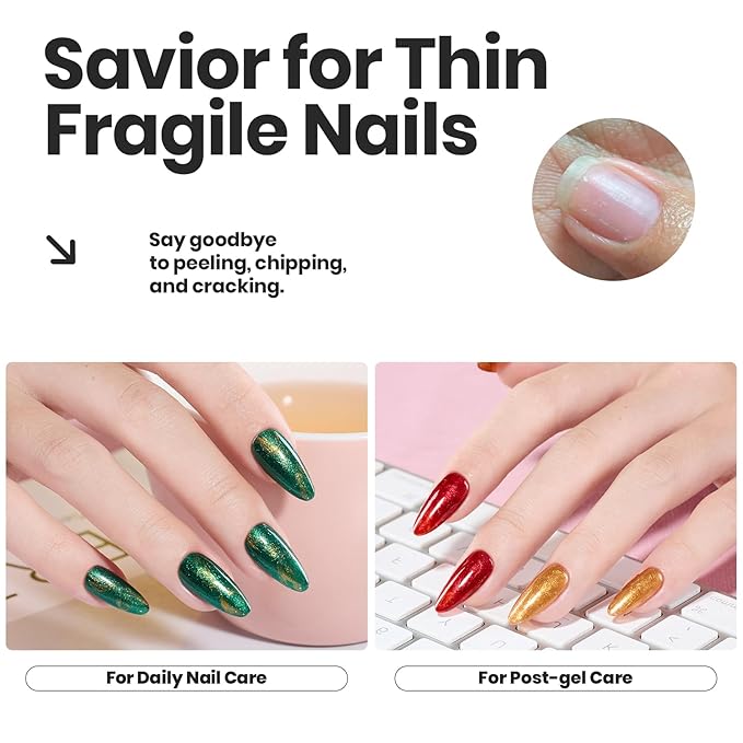 Beetles Winter Nail Polish Set - Glamour Era 6 Colors Quick Dry Glitter Burgundy Red Gold Green Yellow High-Gloss Long-Lasting Nail Polish for DIY At-Home Manicure Christmas Gift for Women