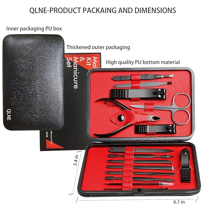 Nail Clippers Sets High Precisio Stainless Steel Nail Cutter Pedicure Kit Nail File Sharp Nail Scissors and Clipper Manicure Pedicure Kit Fingernails & Toenails with Portable Stylish case (Black)