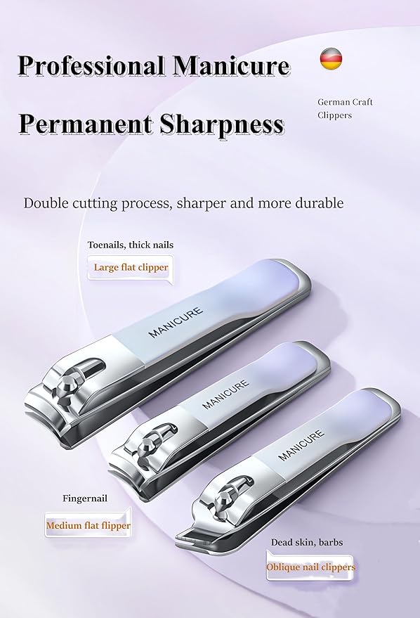 4 Pcs Manicure Set Stainless Steel Nail Clippers, Beauty Tool Portable Set Professional Grooming Kits, Travel Nail Kit for Men and Women (Gradient Pink)