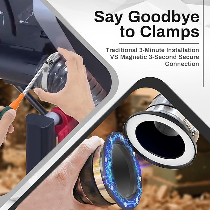 Magnetic Dust Collection Fittings, Quick Connect Magnetic Dust Collection System for 4" Woodwork Shop Vacuums Dust Hose, Efficiently Transfer Hoses Between Machines
