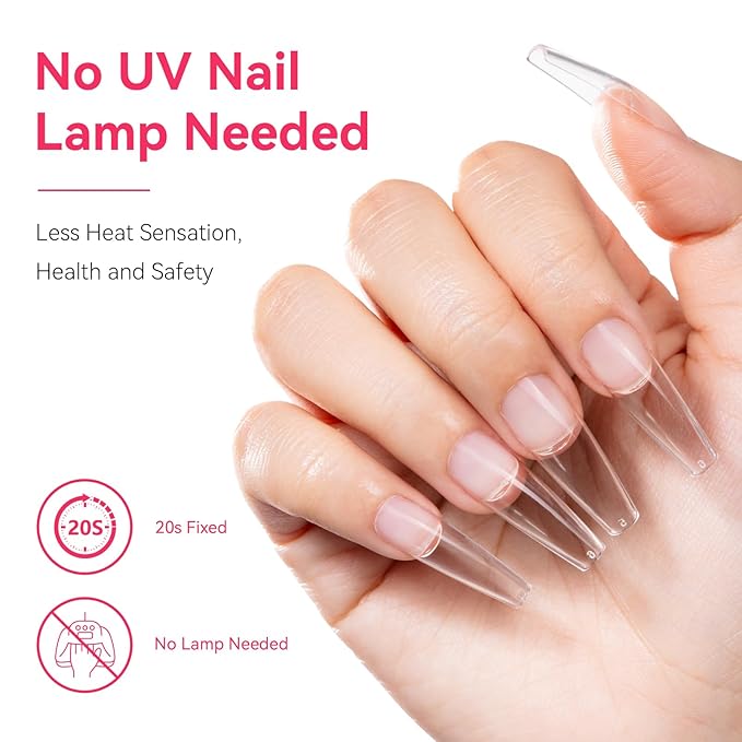 Makartt Nail Glue for Press On Nails: Solid Nail Gel No Lamp Needed Soft Acrylic Gel Nail Tips Fake Nails, Easy to Control Clear Nail Glue Gel for Nail Art DIY Home Manicure Pedicure 10ml(10ml*2)