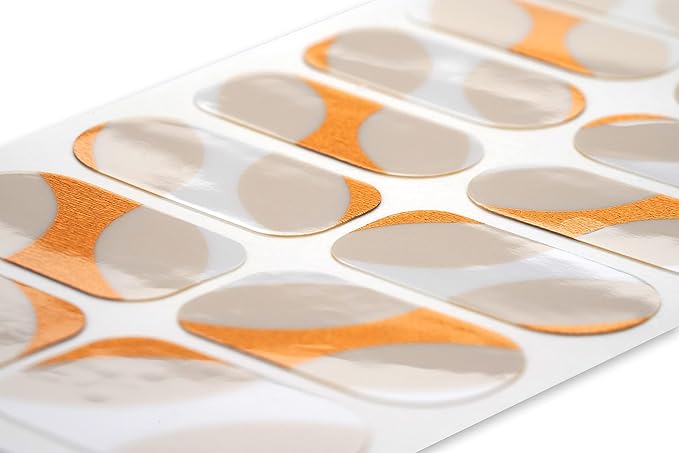 | Nail Polish Strips | 20 Stylish Strips | Brighter, Thicker, Tougher | Includes Cuticle Stick, Nail File, & Nail Wipes (Metallic Gold & White Edges & Tips)