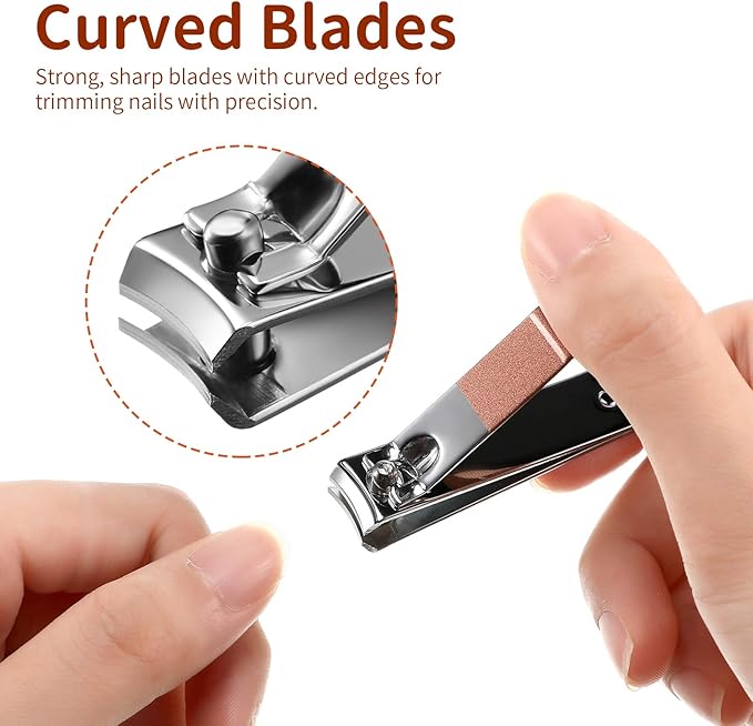 Yaomiao 12 Pieces Nail Clipper Set Stainless Steel Nail Cutter Fingernails and Toenail Clipper Cutter for Women Men (Rose Gold)