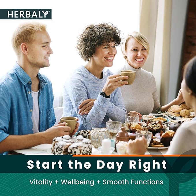Herbaly Glucose Functional Tea - Vitality & Wellness - Gymnema Sylvestre, Ceylon Cinnamon, Bitter Melon, Dandelion Root, Fenugreek - Daily Teas - Organic Plant-Based Tea Bag Pyramids - 30 ct