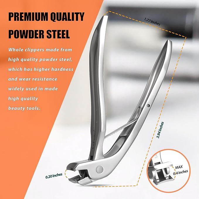 Angled Head Large Toenails Clippers for Seniors, Nail Clipper for Thick Toenails and Fingernails, Nail Cutter with Catcher, Nano Glass Nail Buffer, Gifts for Stocking Stuffers Men Women