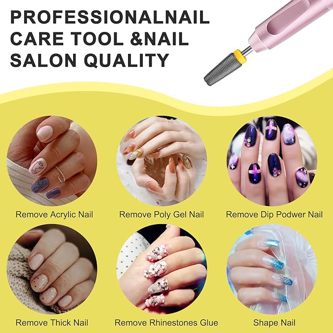 Carbide 5 in 1 Nail Drill Bit Multi-function Bits Two Way Rotate use for Both Left and Right Handed Fast remove Acrylic or Hard Gel Manicure Nail Art Drill Machine (Extra Fine - XF, Silver)