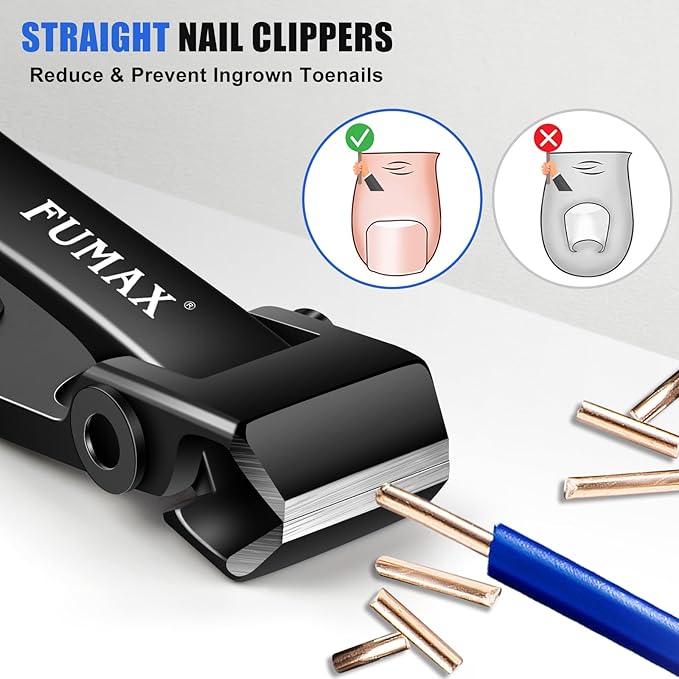 Toe Nail Clippers for Men Thick Nails for Seniors, Heavy Duty Large Straight Nail Clippers with Wide Opening, Ingrown Mens Slanted Toenail Clippers for Thick Toenails Long Handle Gifts for Men