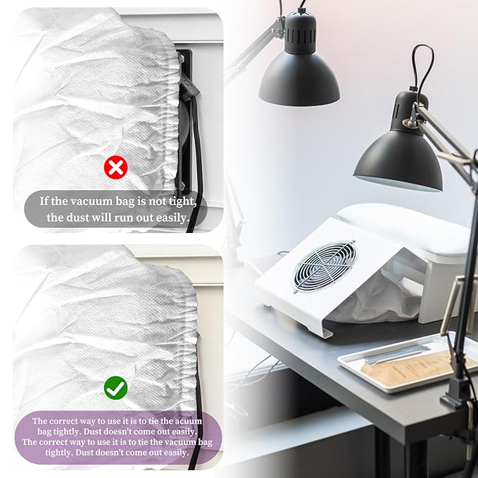 10Pcs White Non-Woven Nail Art Dust Suction Collector, Dust Collector Bags, Replacement Bag for Nail Art Equipment, Durable, Bags for Nail Salon