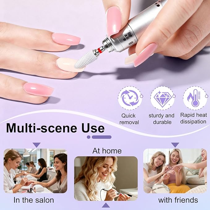Fantexy 3/32" Ceramic Nail Drill Bit - Remove Acrylic Hard Gels Quickly and Safely,White Ceramic Cone File Bit for Nail Art,Manicure,Pedicure,Gel,Cuticle Clean(Fine - F)