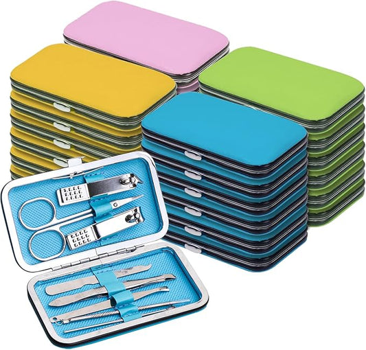 48pack Bulk Manicure Set, Nail Clippers Kit Stainless Steel Fingernail Clippers, Sturdy Nail Tip Cutter Trimmers Professional Grooming Toenail Clippers Personal Pedicure Kits Gift (8-in-1, 4 Colors)