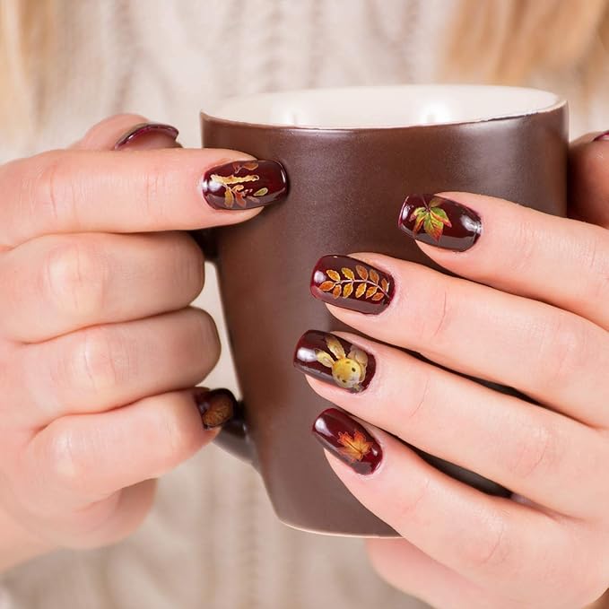 1000+ Patterns Autumn Nail Art Decals Fall 3D Nail Self-Adhesive Stickers Harvest Pumpkin Maple Leaves Sunflower Squirrel for Women Girls Kids DIY Nail Design Manicure Thanksgiving Day