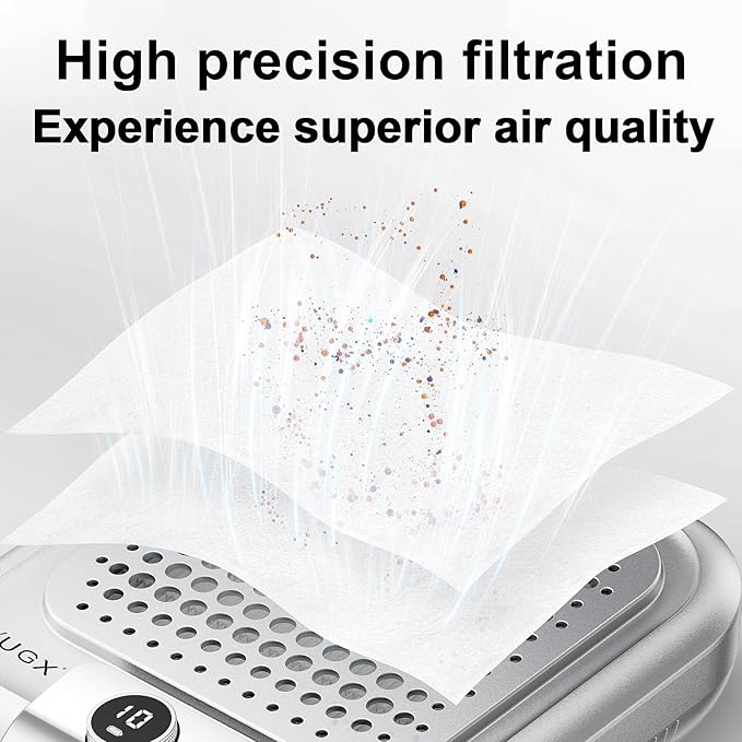 L'UGX Nail Dust Collector Filter Paper - 30 Sheets Efficient Filtering for L'UGX Professional Nail Dust Vacuum Machine LG622B