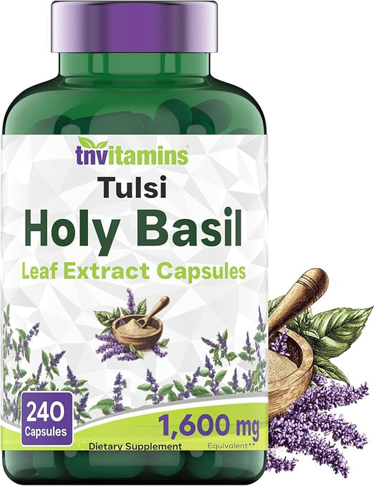 Holy Basil Capsules (1,600 mg Equivalent - 240 Capsules) | 8 Month Supply | AKA Tulsi | May Promote Stress & Frustration Relief* | Adaptogenic, & Ayurvedic Herb