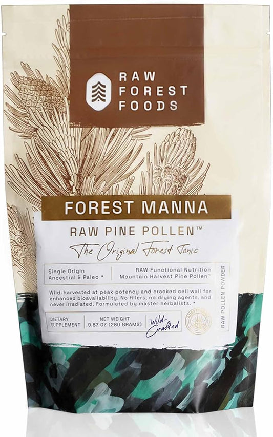 Forest Manna RAW Pine Pollen Powder – Mountain Harvest Pine Pollen – 280 Gram Pouch