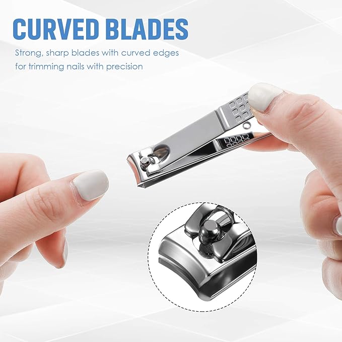Yaomiao 12 Pieces Nail Clipper Set Stainless Steel Nail Cutter Fingernails and Toenail Clipper Cutter for Women Men (Silver)